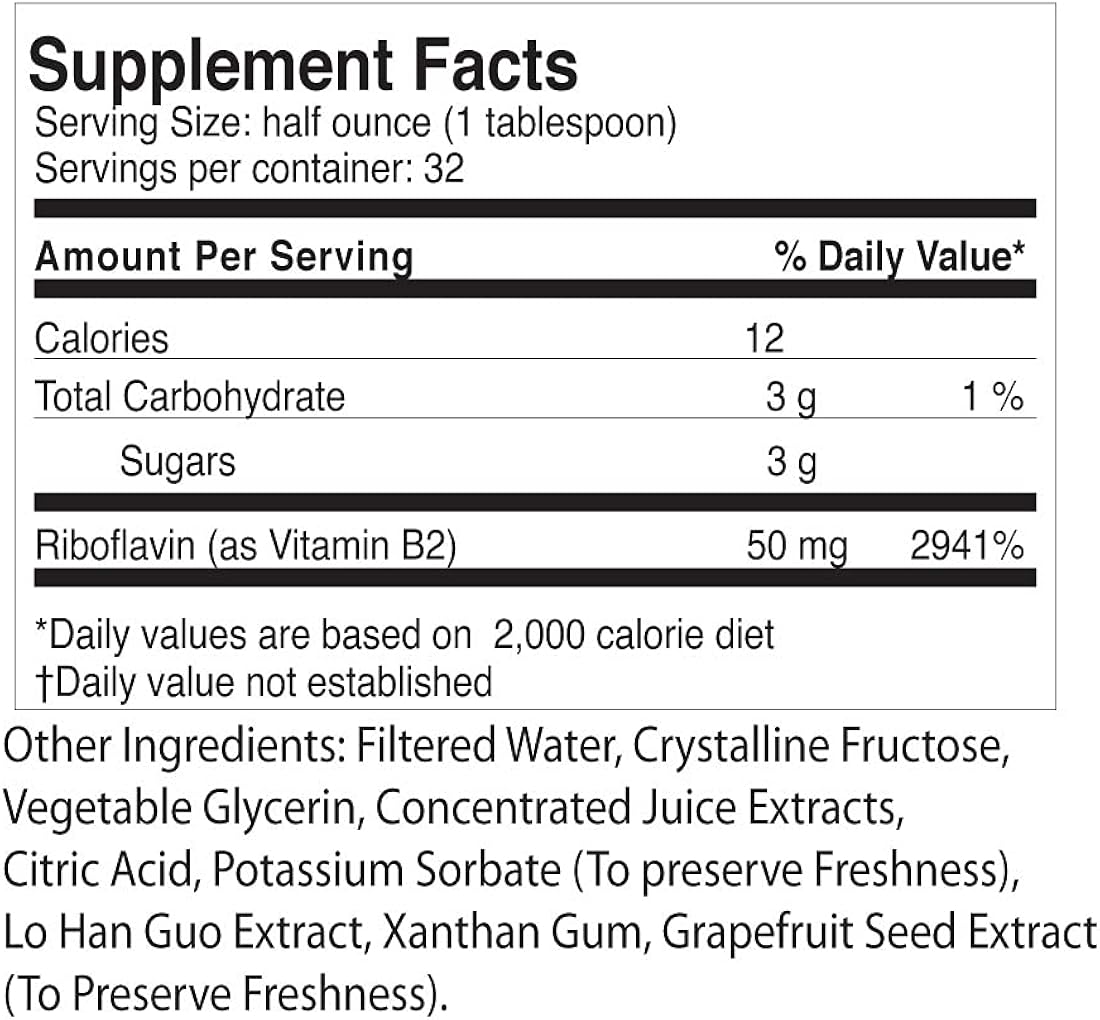 Vitamina B2 líquida (riboflavina) 16oz dietético líquido