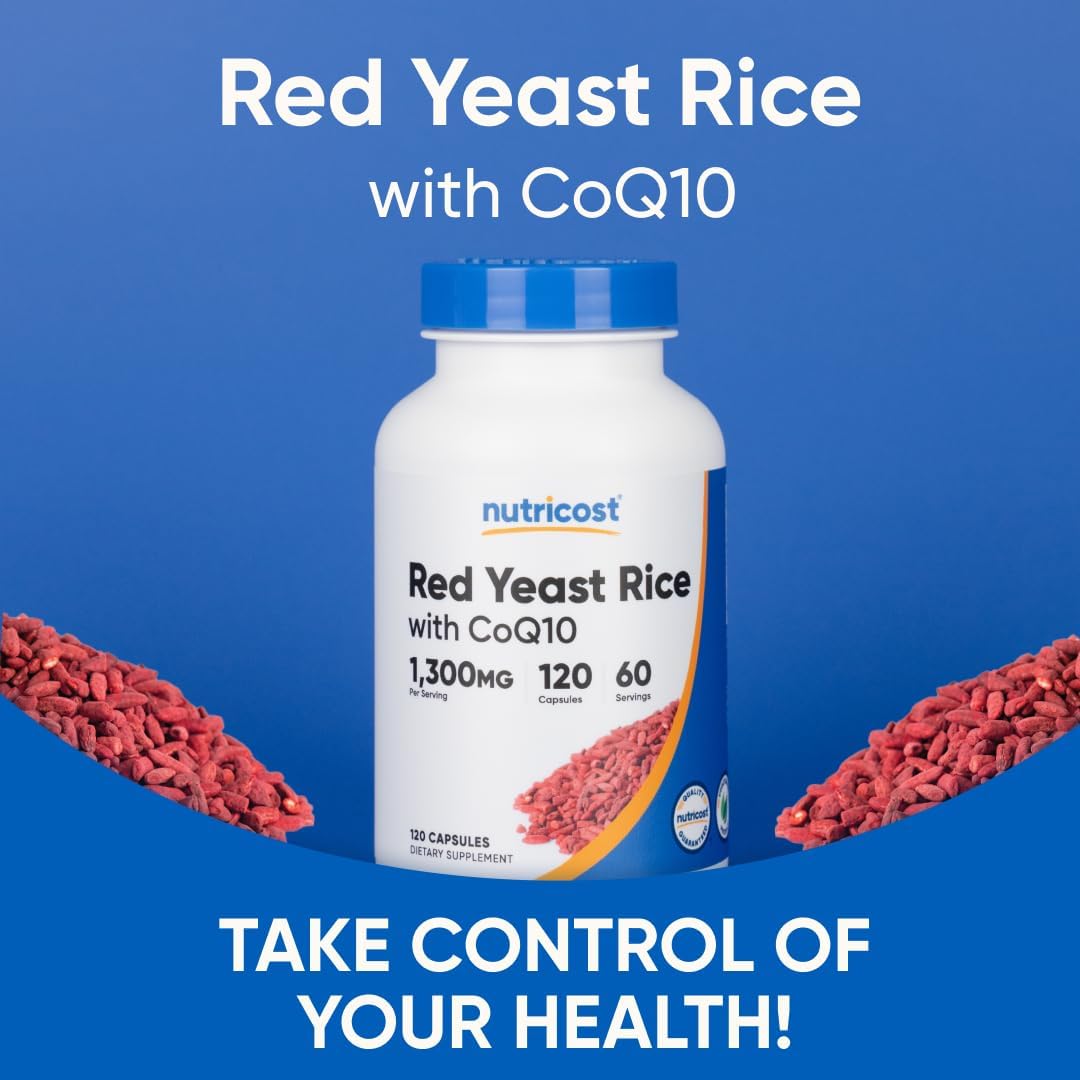 Nutricost Arroz Rojo con CoQ10 1300mg 120 Cápsulas