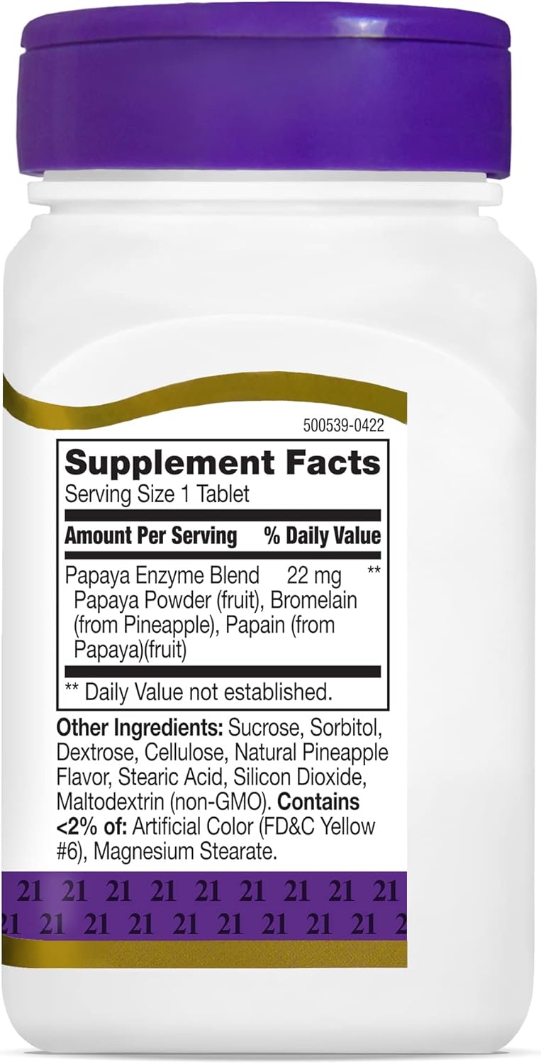 Suplemento Tabletas masticables con enzima de papaya 100 und