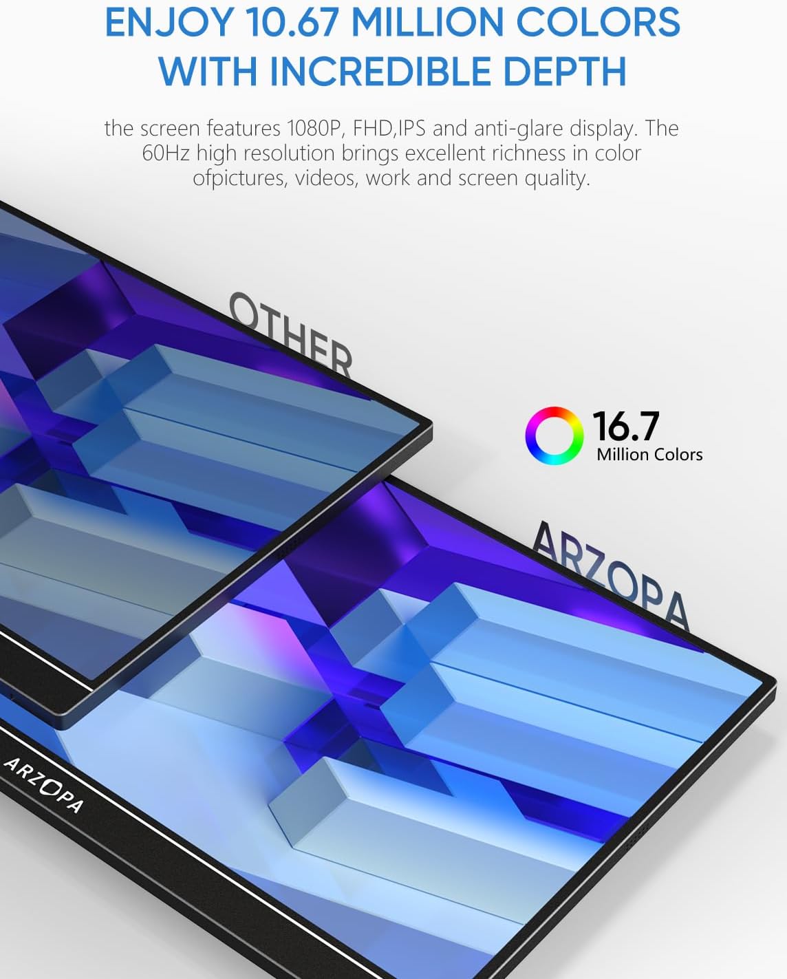 Monitor portátil ARZOPA 15.6'' FHD USB C HDMI HDR S1