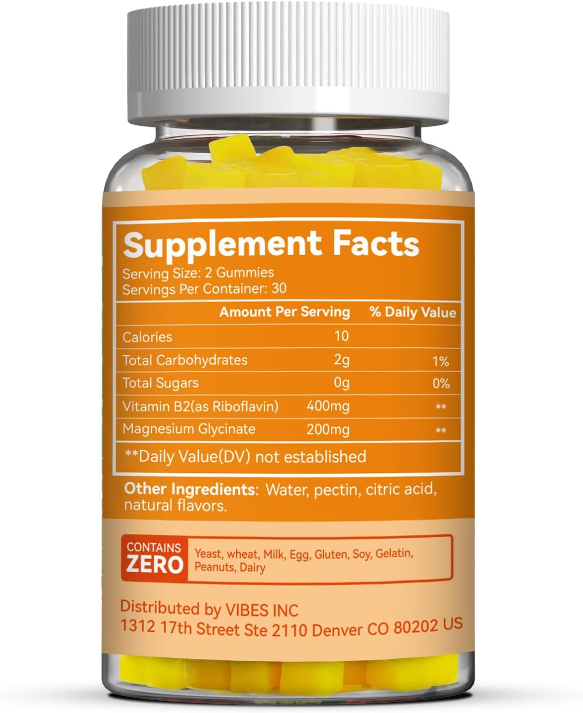 Vitamin B2 Gummies, Suplemento Vegano 400mg, 120u
