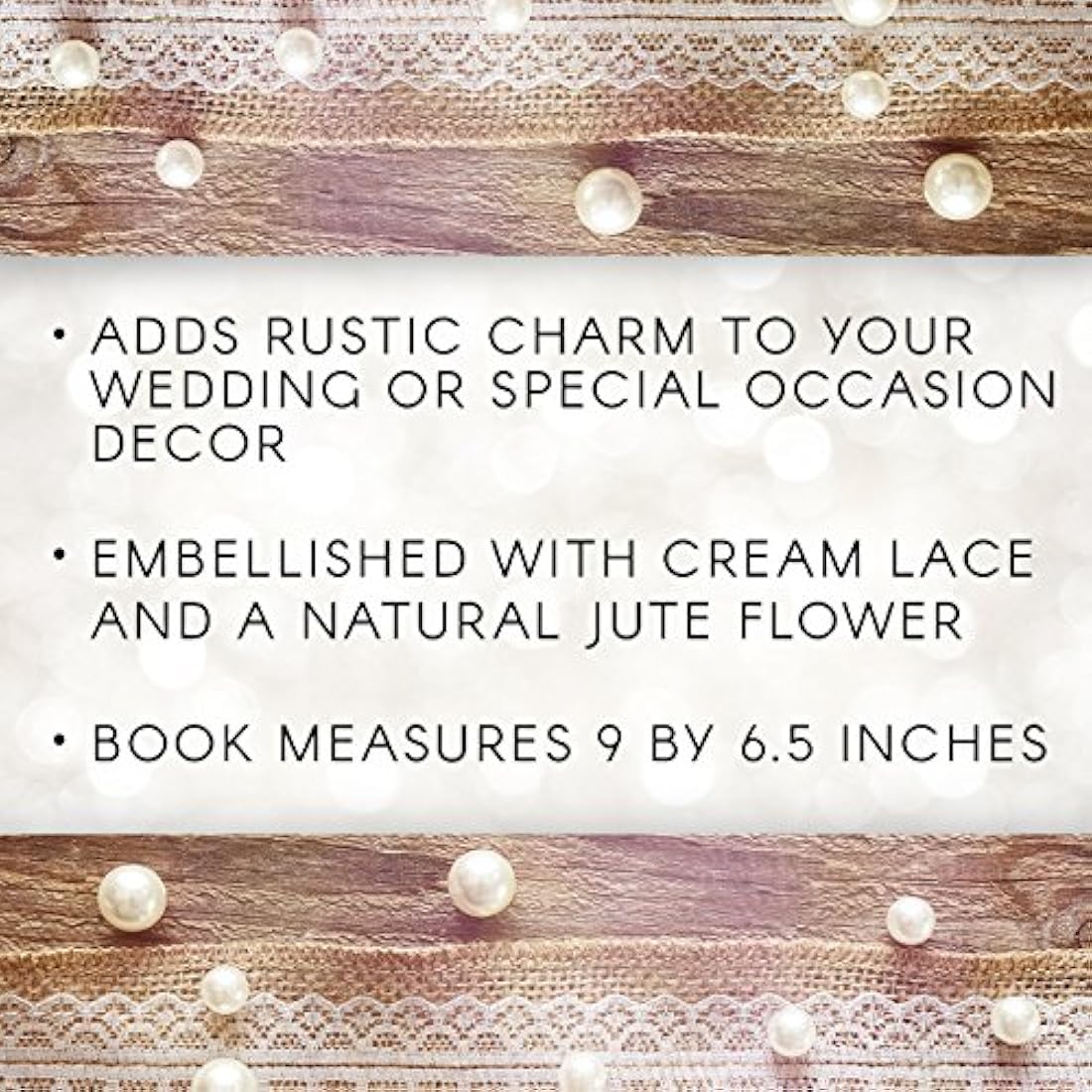 libro de invitados David Tutera, de yute con lazo