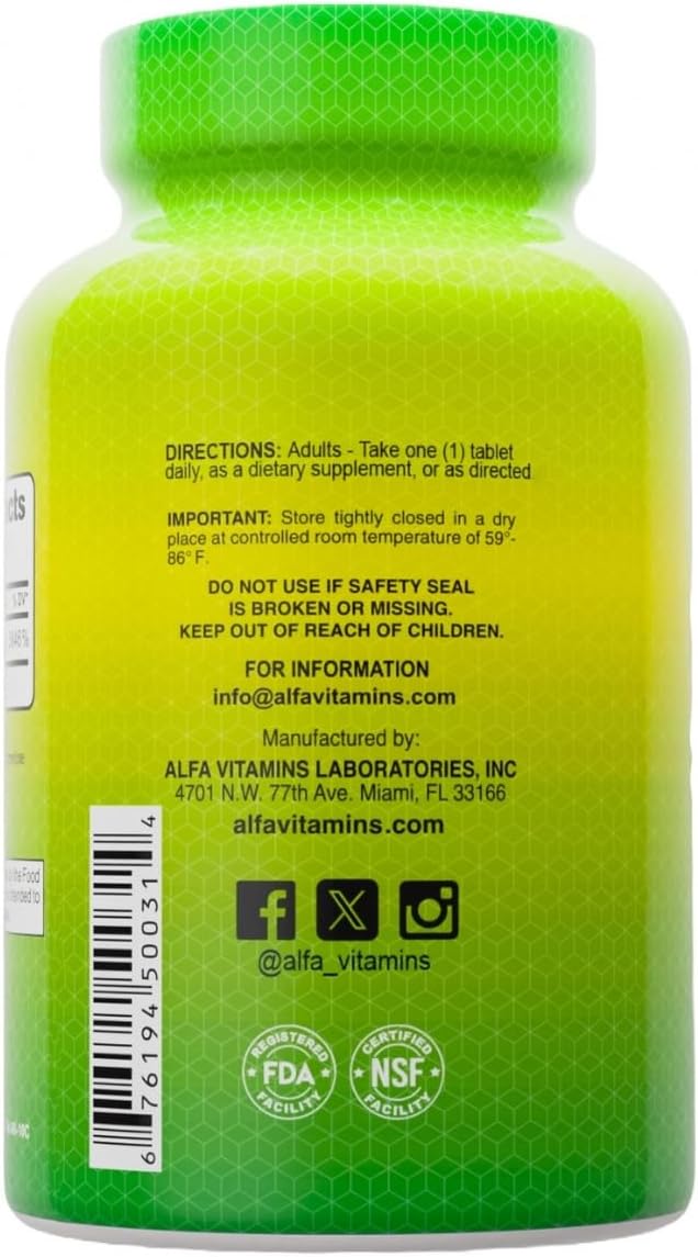 Alfa Vitamins B2 Riboflavina 50mg Suplemento 100 Tabletas