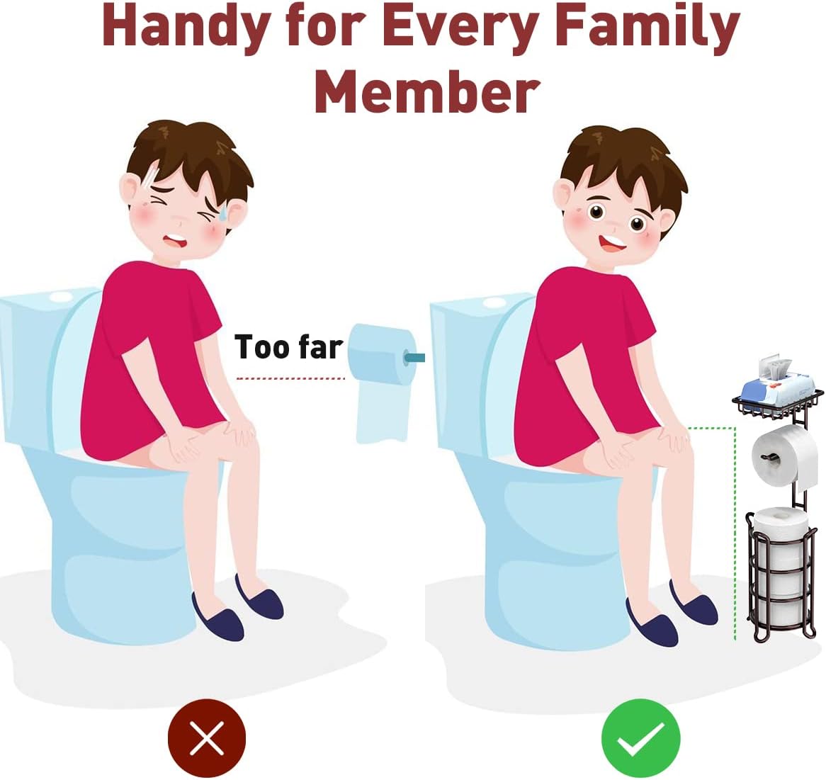 Soporte de papel higiénico con estante para baño, Mega Rolls