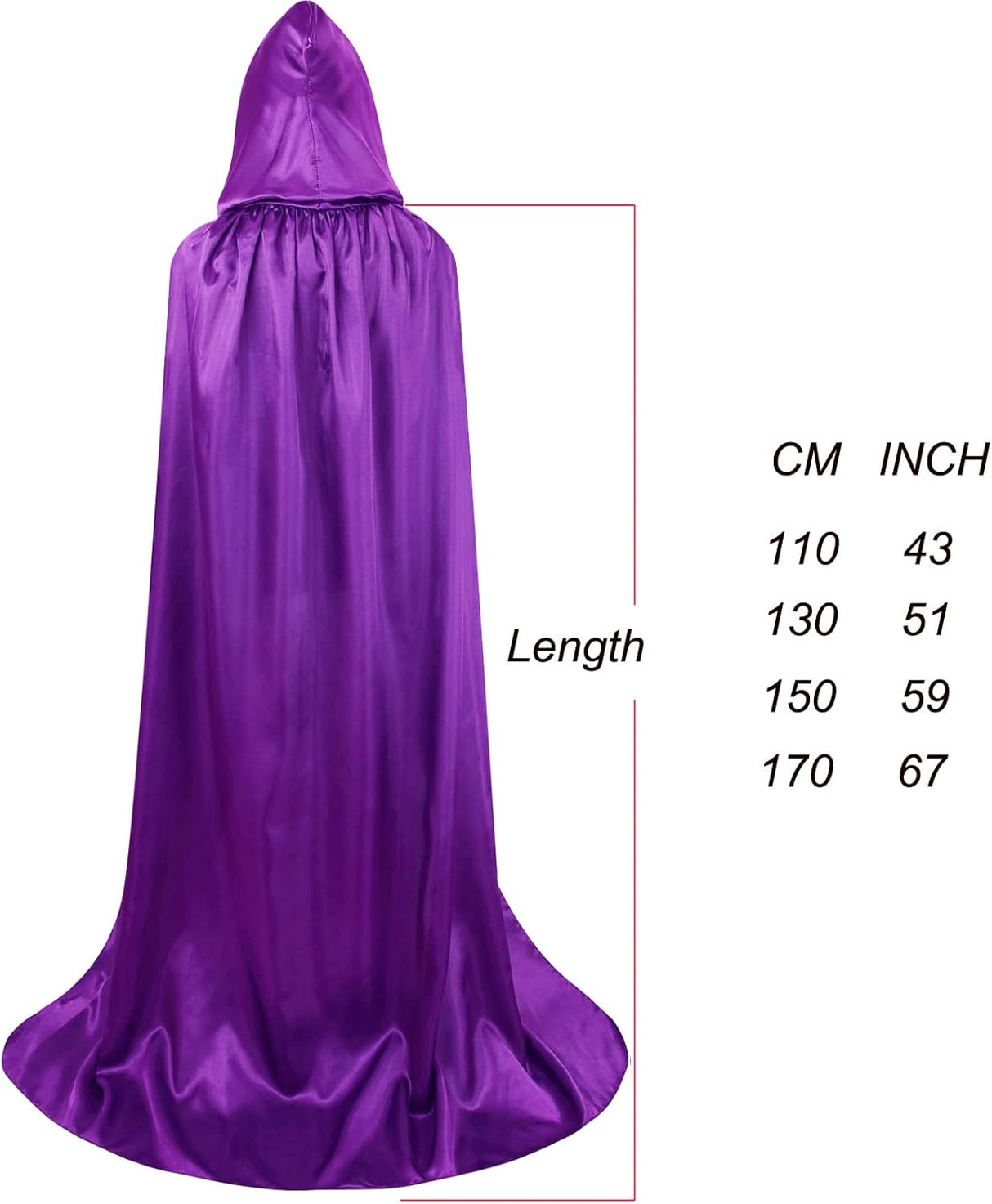 Disfraces de Capa con capucha de Halloween morado talla M