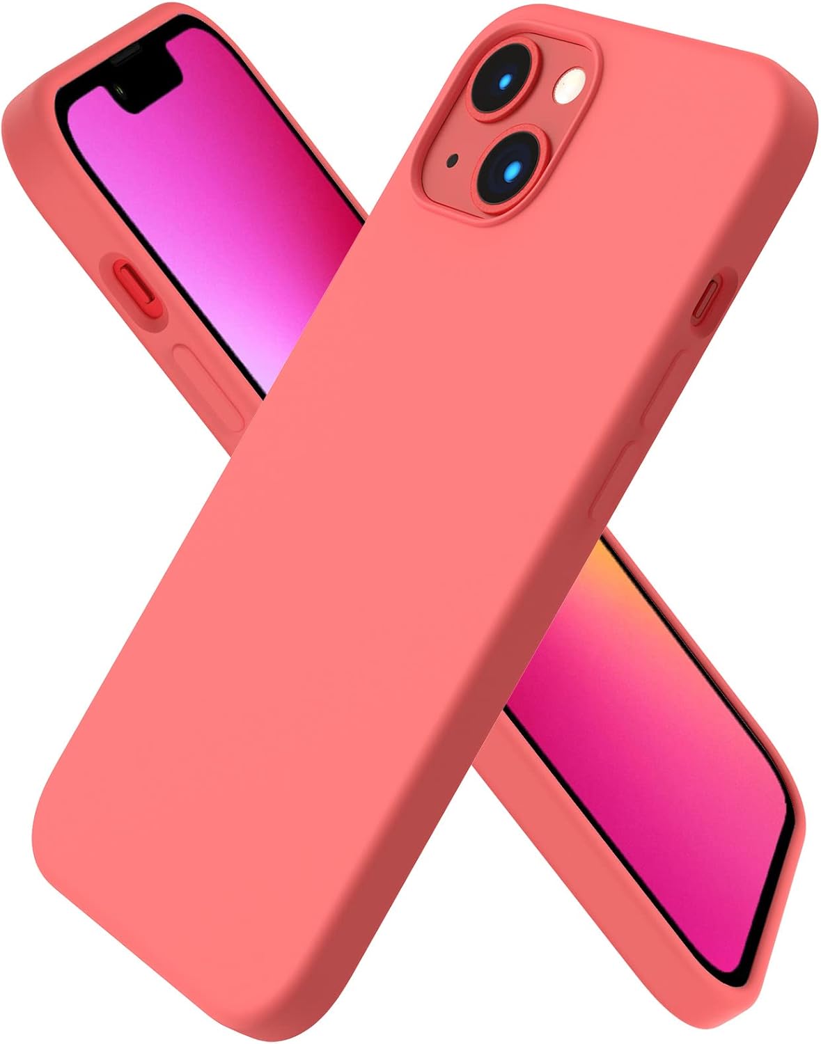 ORNARTO - Funda compatible con iPhone 3 y iPhone 13 Pro, goma de gel suave de 3 capas de silicona líquida delgada, 15,5 cm, pomelo rosa