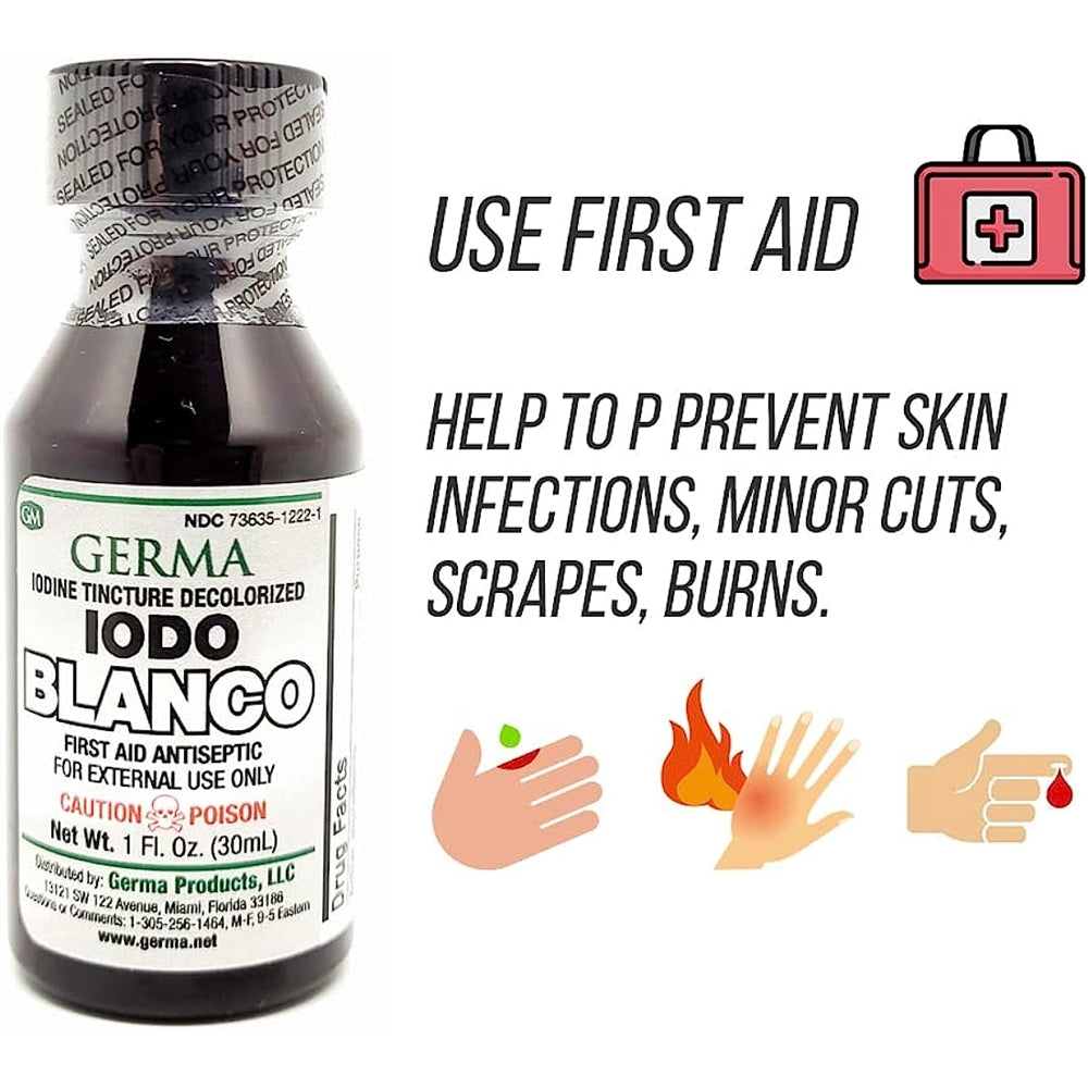 Suplementos Tintura de IODINE Descolorizado Blanco Claro