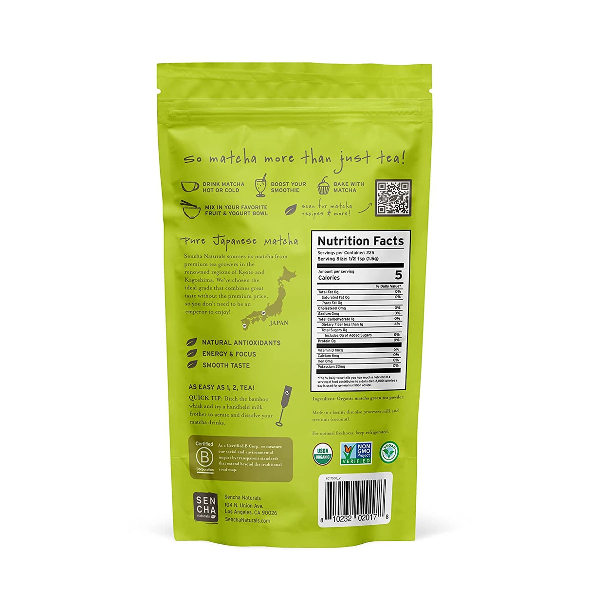 Eveyrday Matcha Verde Orgánico 12oz Sencha Antioxidante