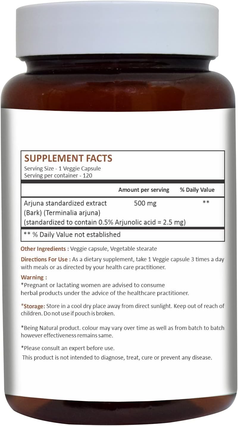 Suplemento Cápsulas de Arjuna Terminalia Arjuna 120 unidades