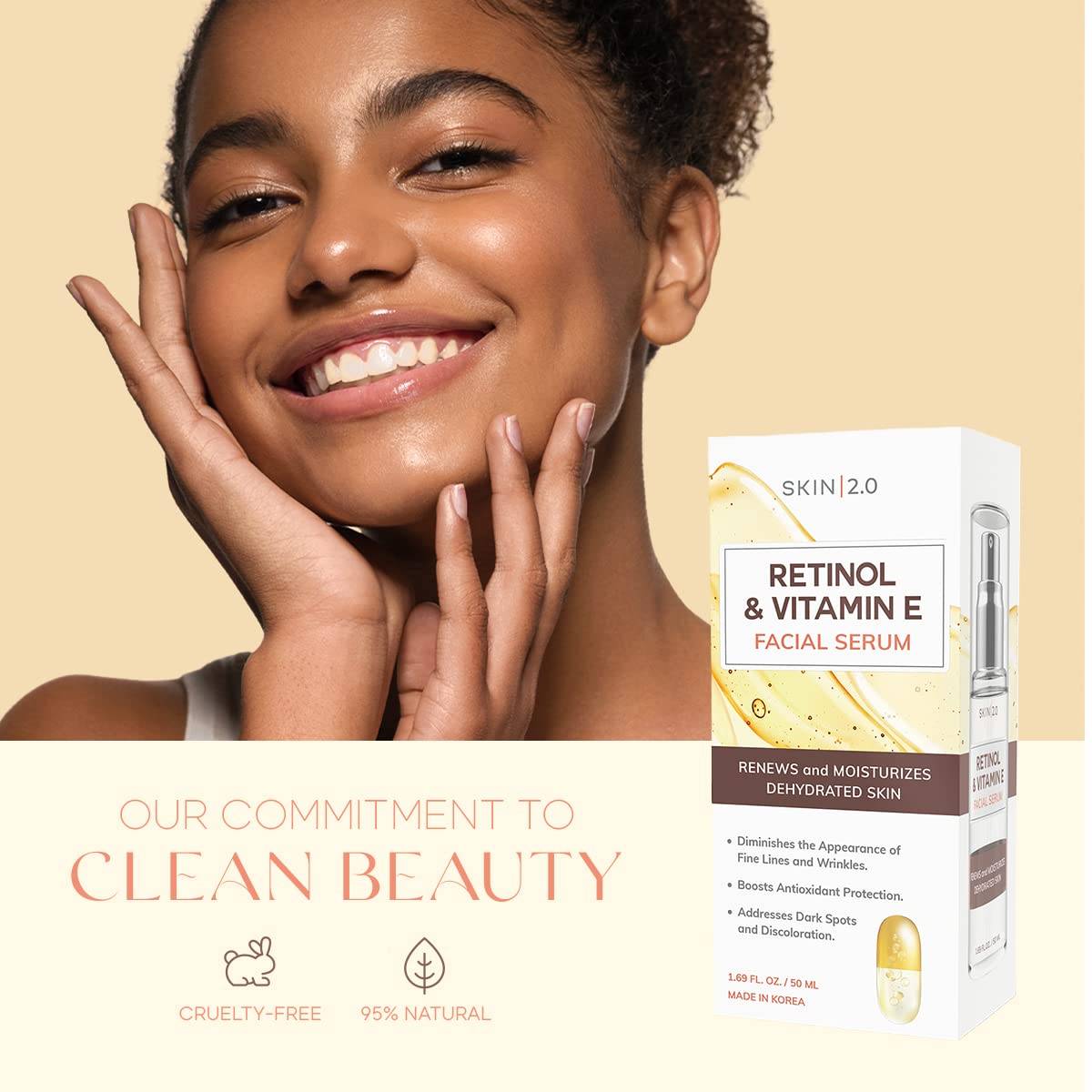 Suero Facial con Retinol y Vitamina E, Anti-edad e Hidratante