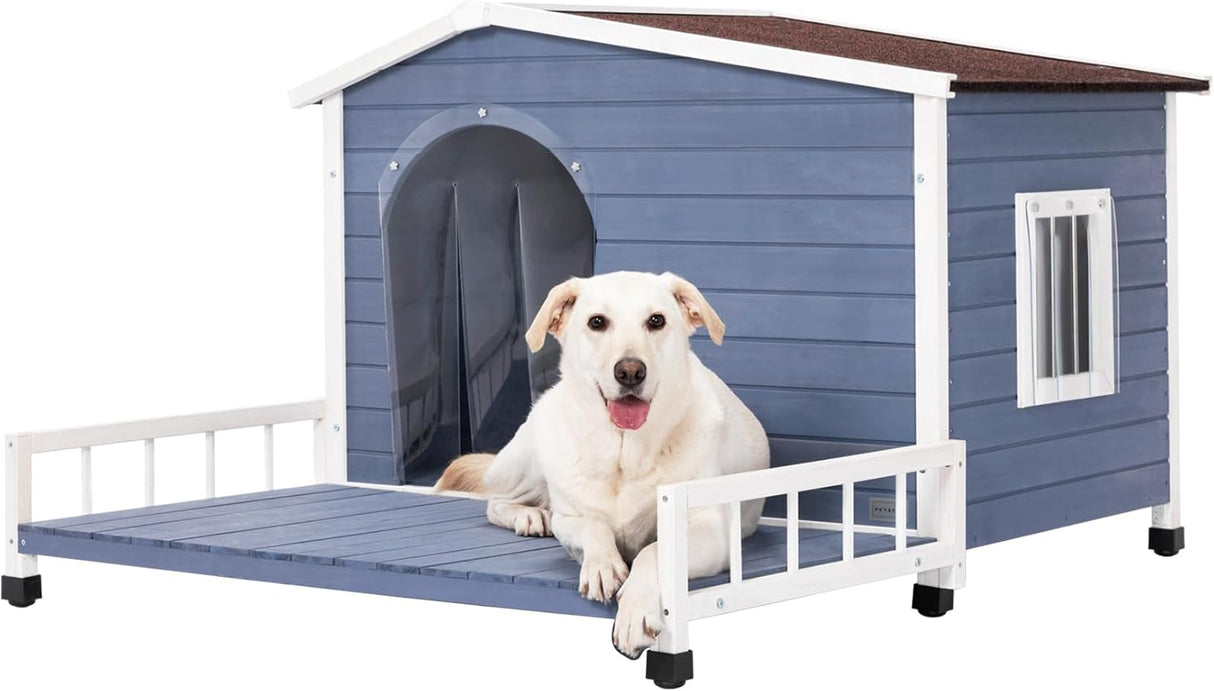 Casa para perros resistente a la intemperie con porche