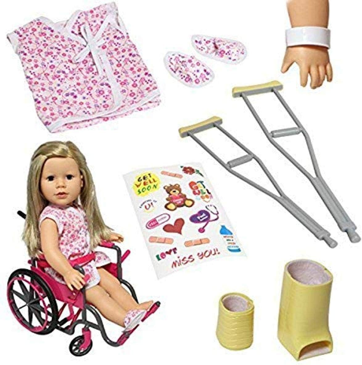 Conjunto de silla de ruedas para muñecas de 18 pulgadas con accesorios