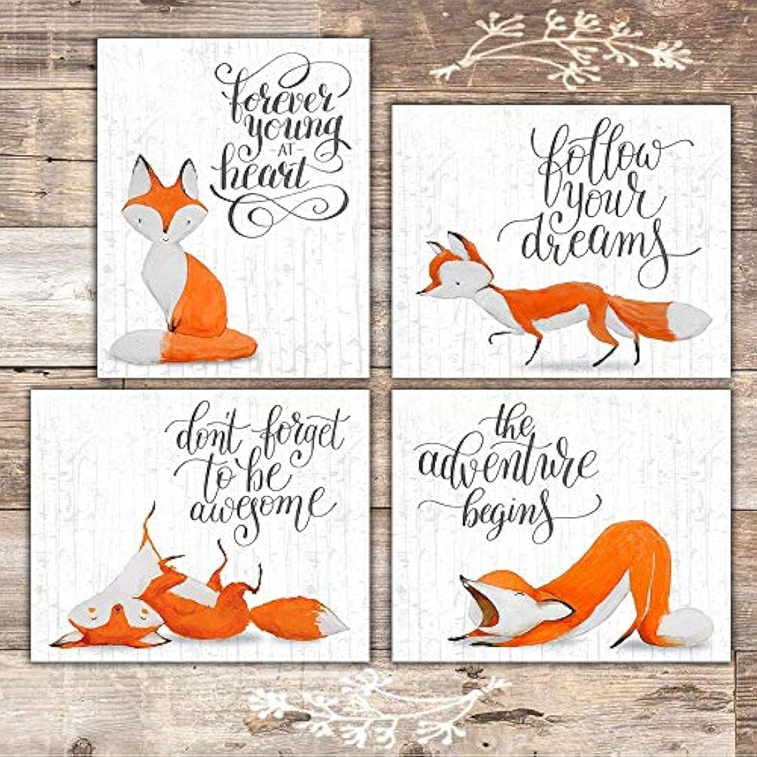 Impresiones de arte de pared de zorro (juego de 4)