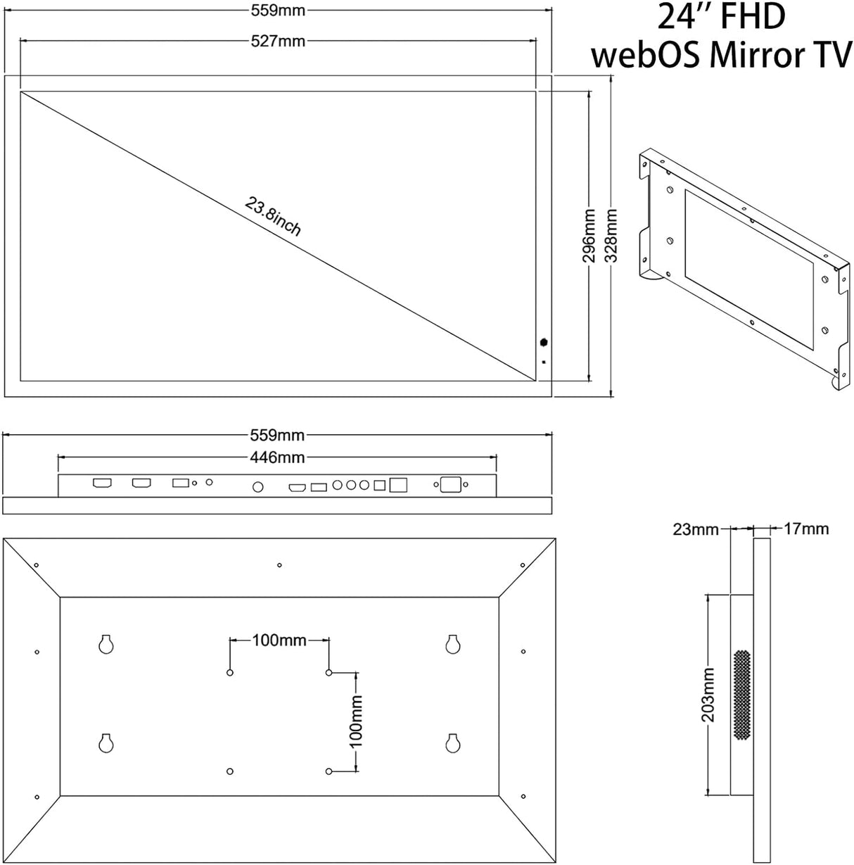 Espejo TV Smart Soulaca 23.8 Bluetooth Alexa Modelo 2024