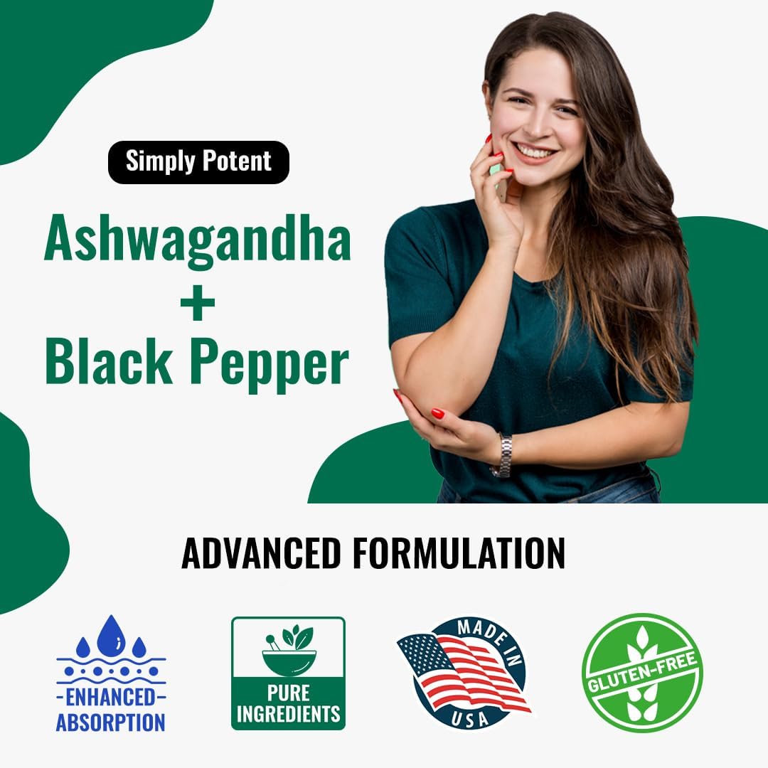 Suplemento Simply Potent Cápsulas de Ashwagandha absorción