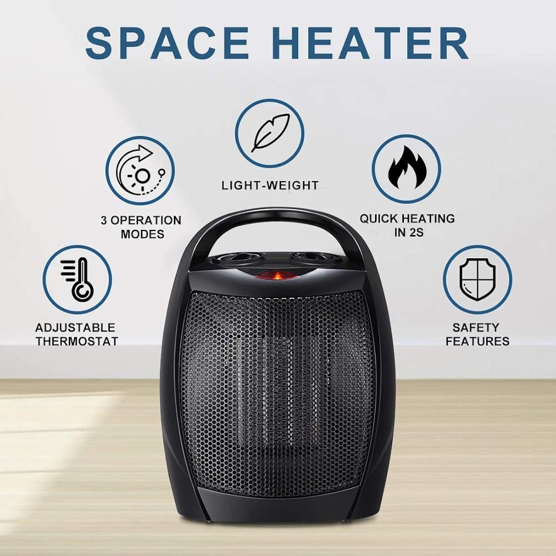 Calentador de espacio, eléctrico, pequeño y de cerámica