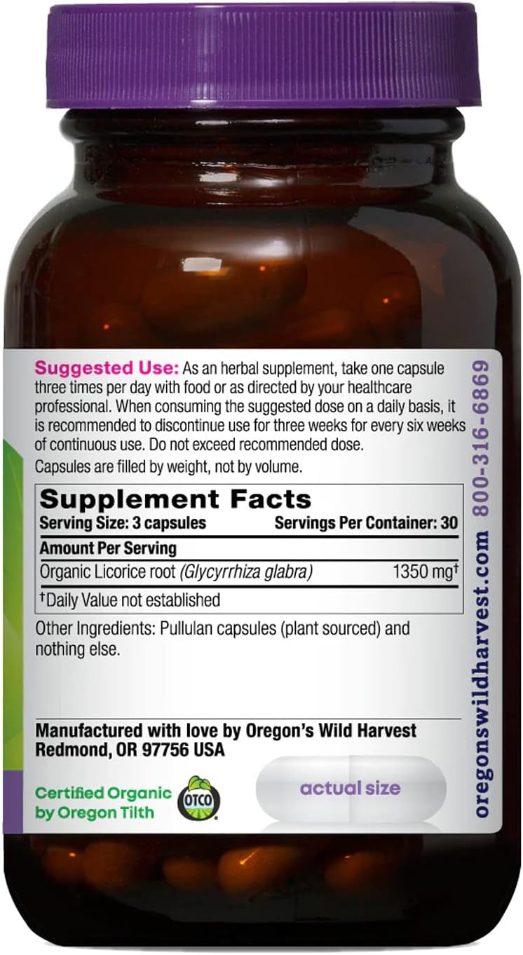 Cápsulas de raíz de regaliz Orgánica - Oregon's Wild Harvest 90u