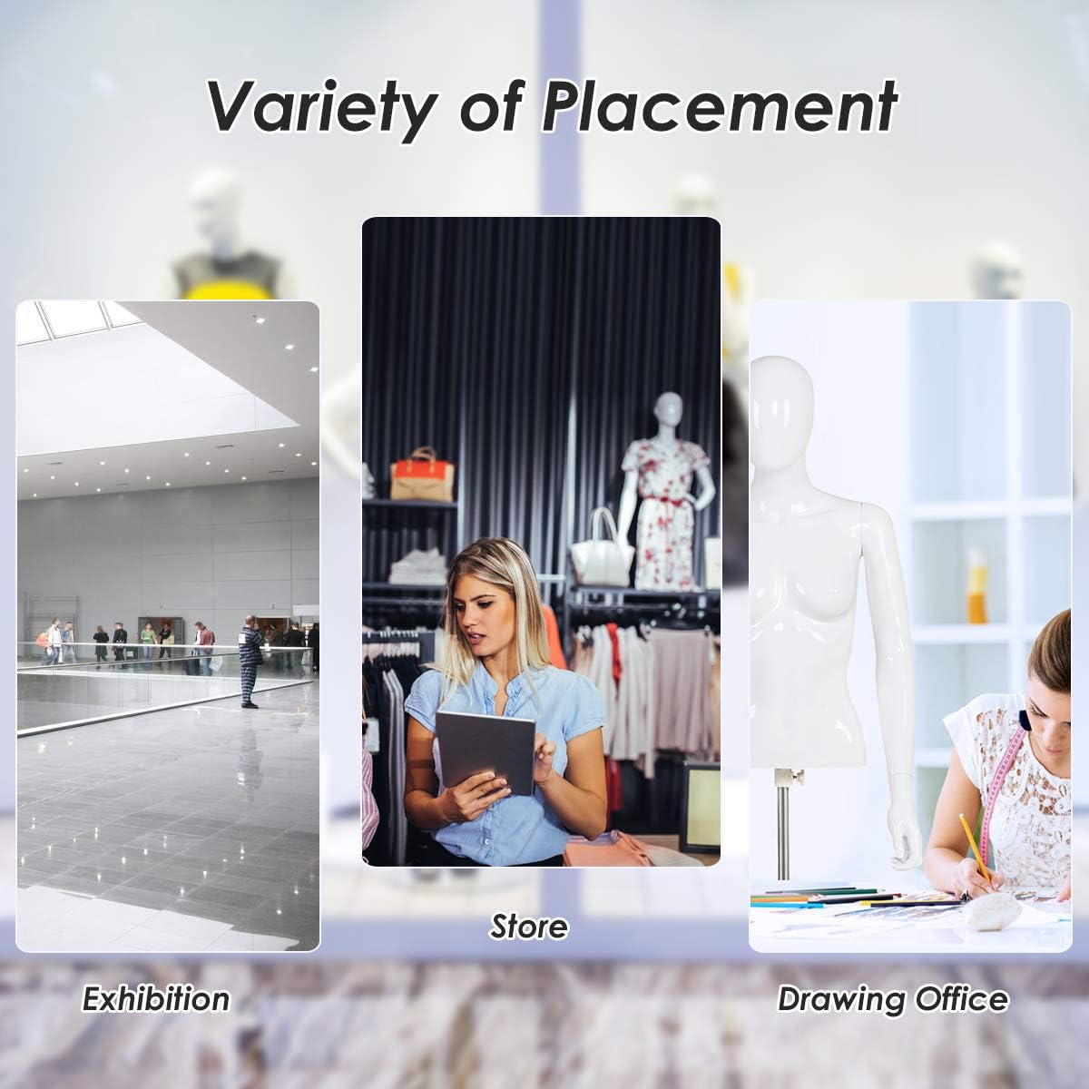 Torso Maniquí Femenino Giantex Altura Ajustable con Soporte