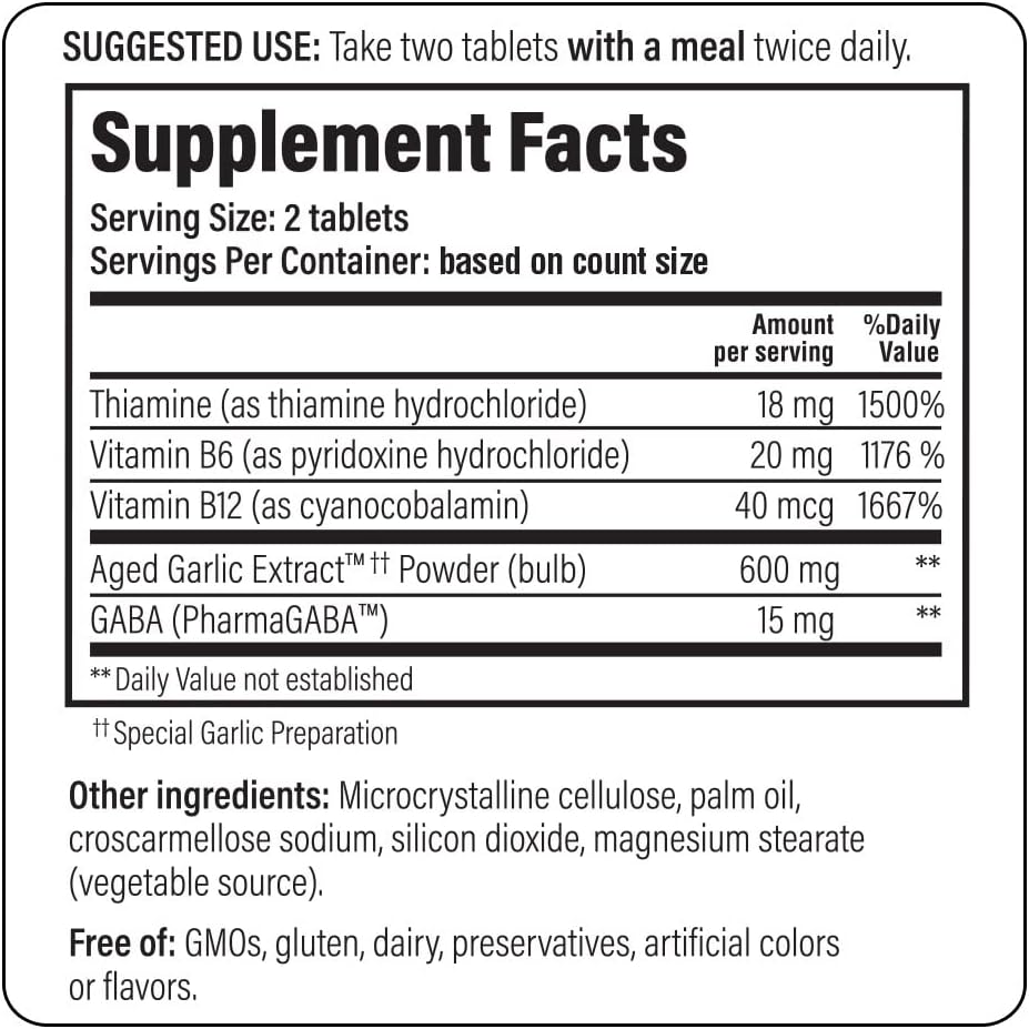 Fórmula 101 de extracto de ajo envejecido, alivio de estrés y fatiga, 200 tabletas