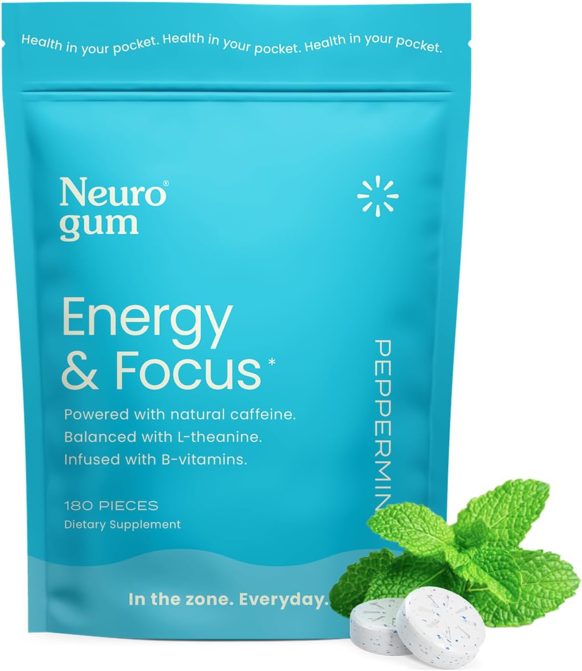 NeuroGum Energy Caffeine Gum 180 piezas Sin azúcar+L-teanina