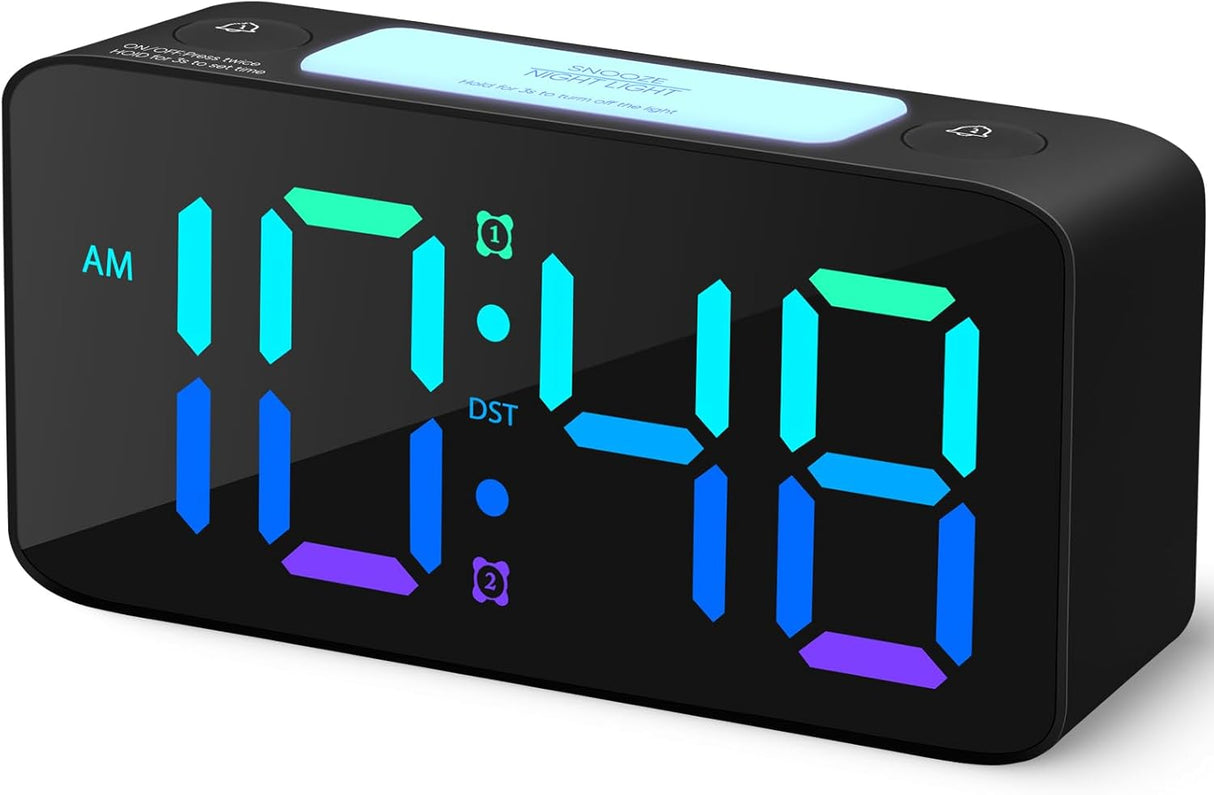 Reloj despertador super fuerte con luz nocturna y carga USB
