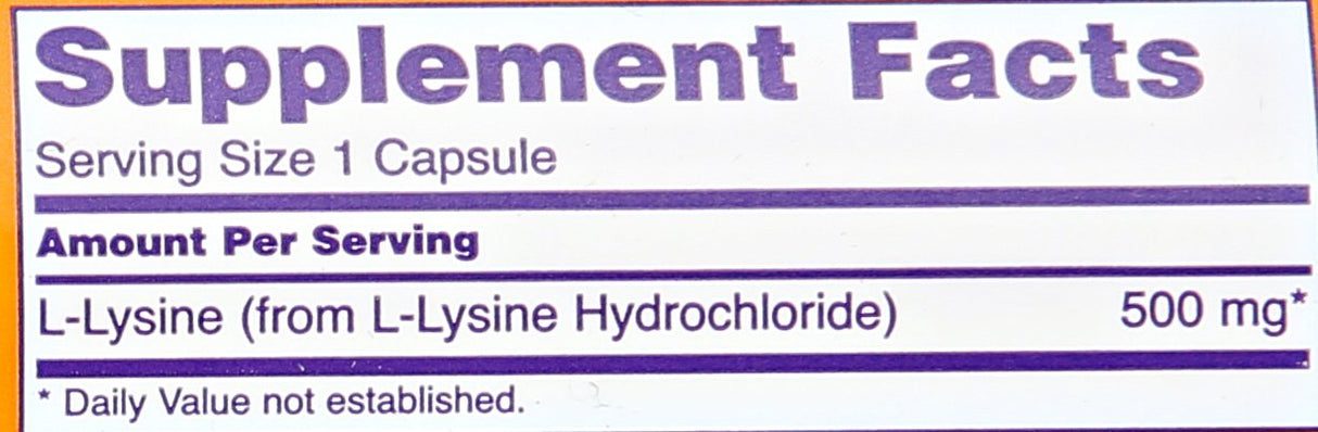 NOW L-lisina 500 mg 250 cápsulas