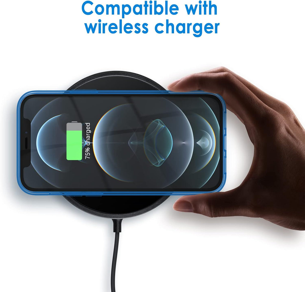 JETech Funda para iPhone 12/12 Pro de 6.1 pulgadas, a prueba de golpes, parte trasera transparente antiarañazos (azul)