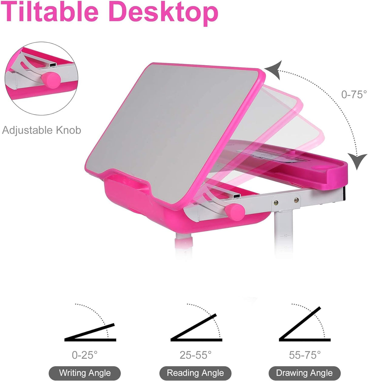 Set Escritorio y Silla Infantil Ajustable con Luz LED y Cajón