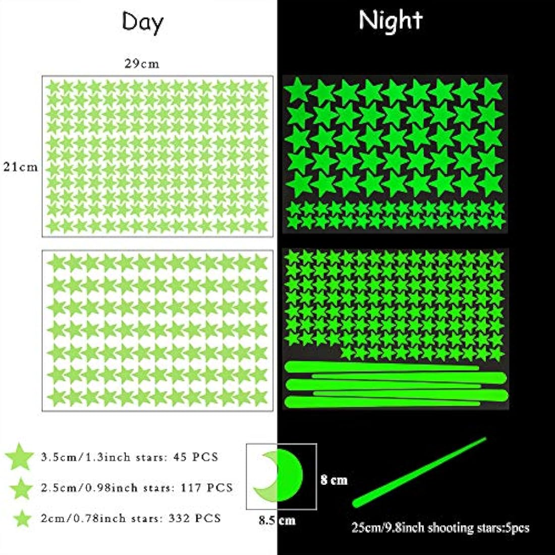 Estrellas y luna que brillan en la oscuridad, 500 unidades