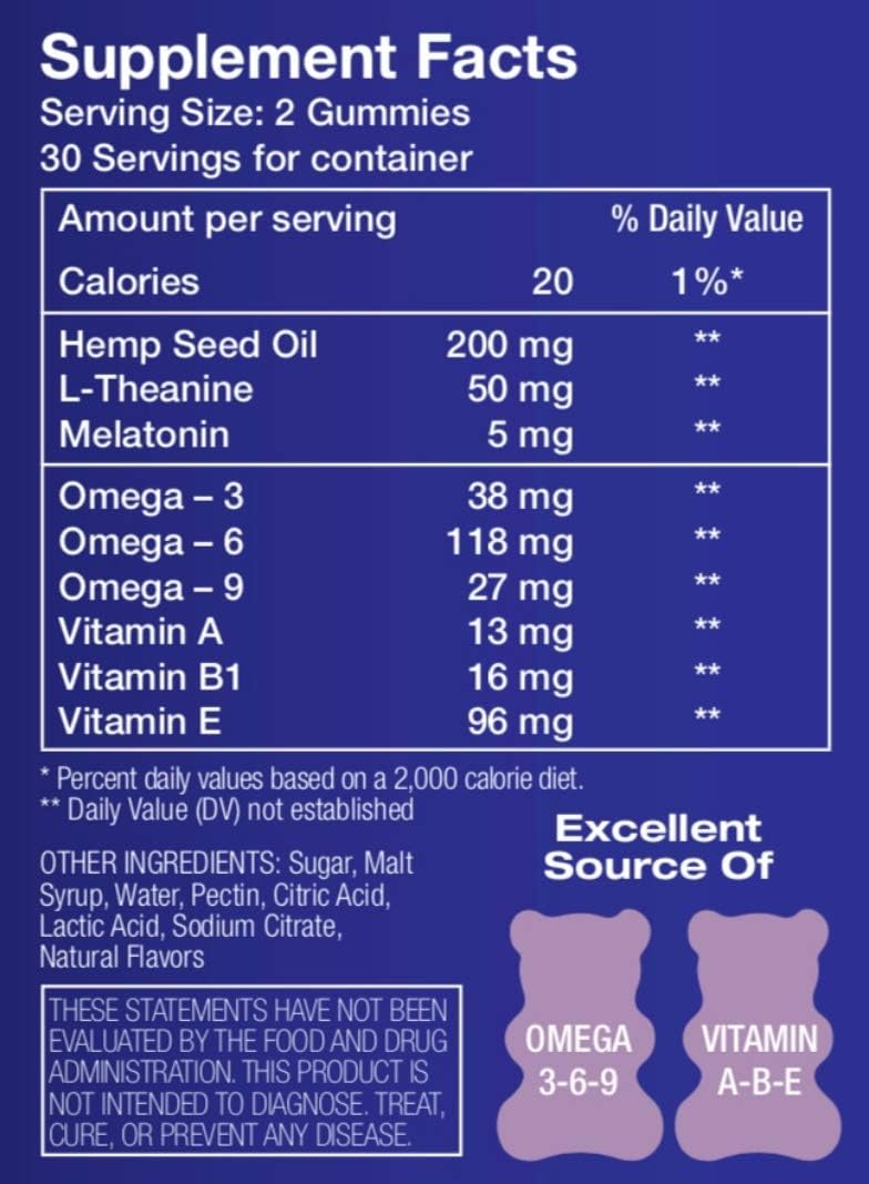 Suplemento Gomitas de cáñamo para dormir de triple acción