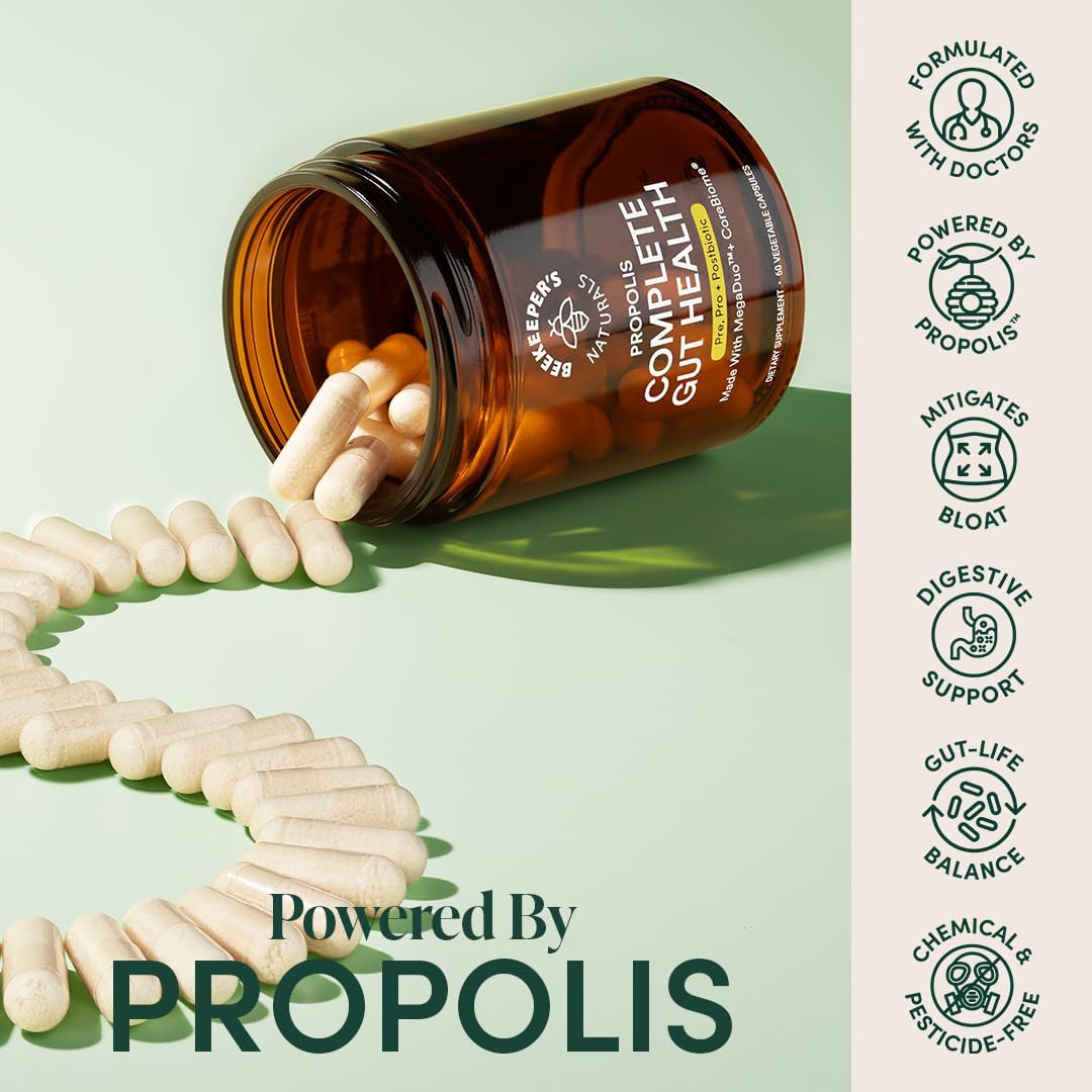 Suplemento Digestivo Beekeeper's Naturals, 60 Cápsulas Veganas