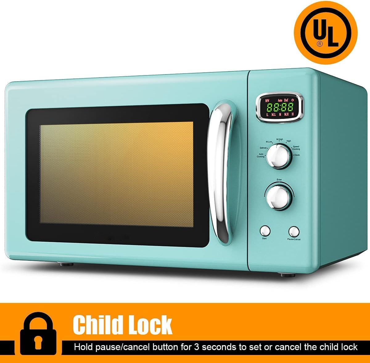 Horno Microondas Compacto 0.9 Cu.ft, 900W, 5 Potencias, 25L