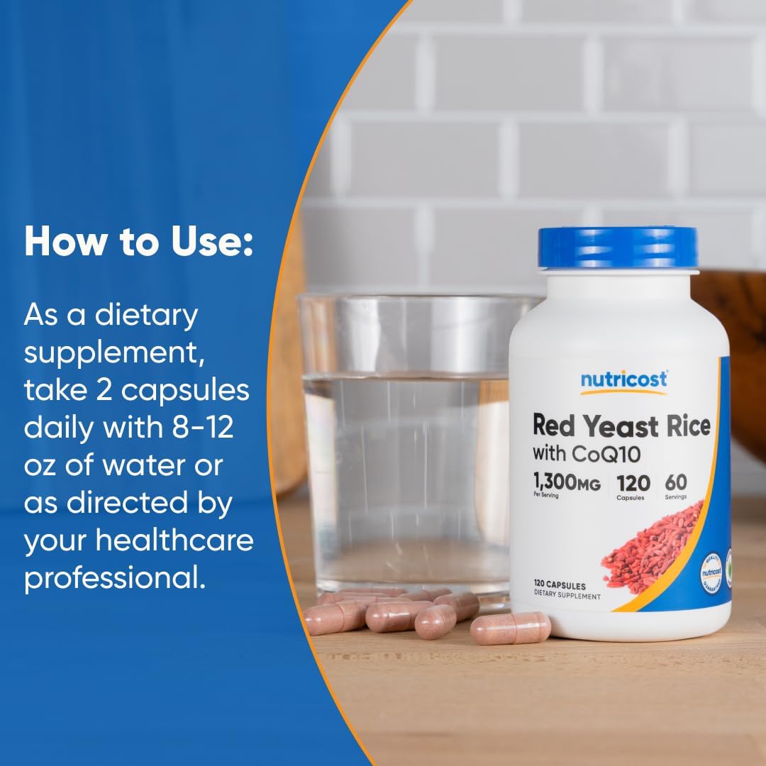 Nutricost Arroz Rojo con CoQ10 1300mg 120 Cápsulas