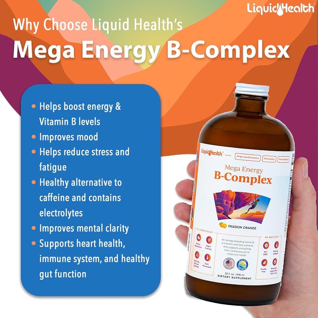 LIQUIDHEALTH Multivitamínico líquido complejo de vitamina B