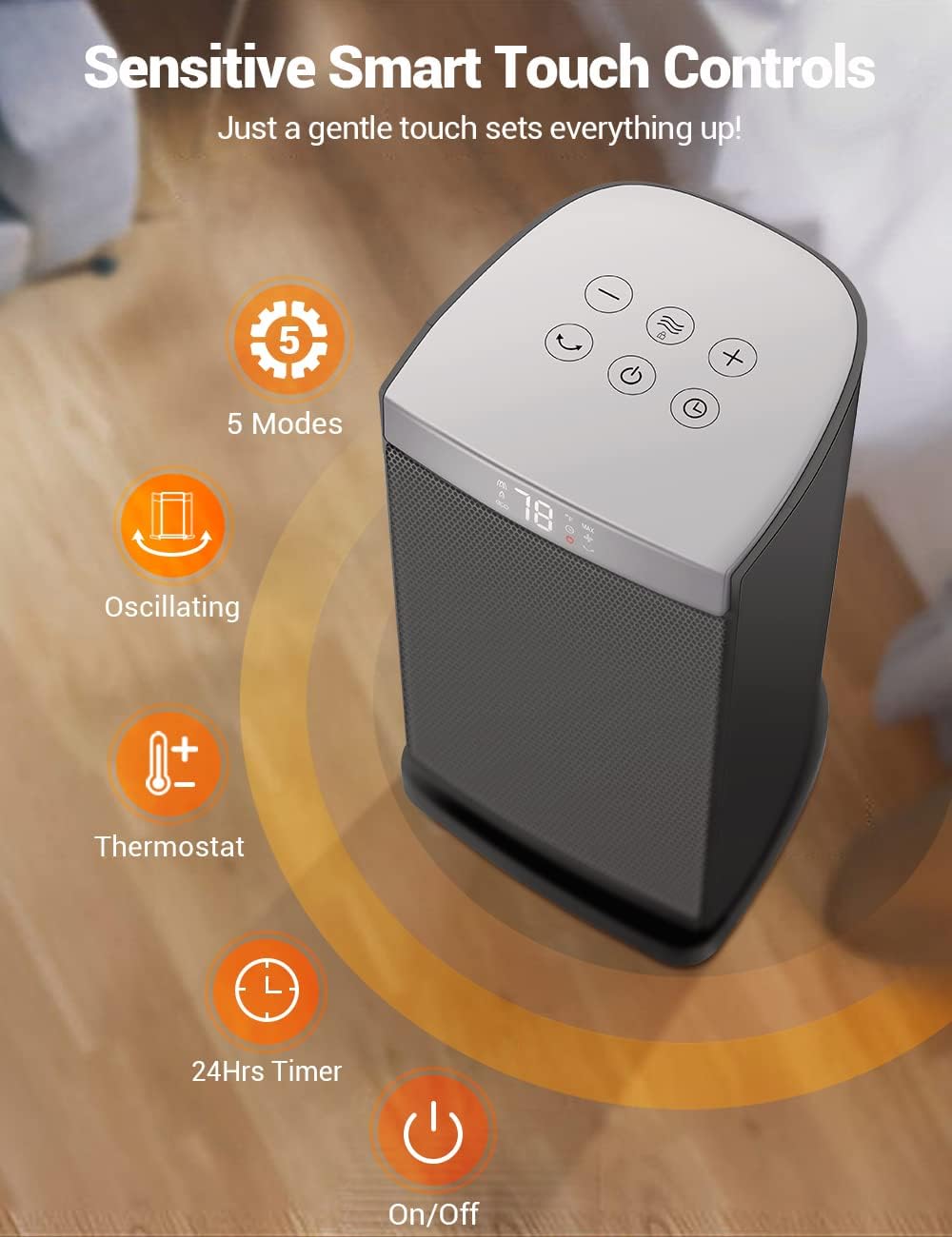 Calentador con calentamiento rápido de 1500 W, Negro