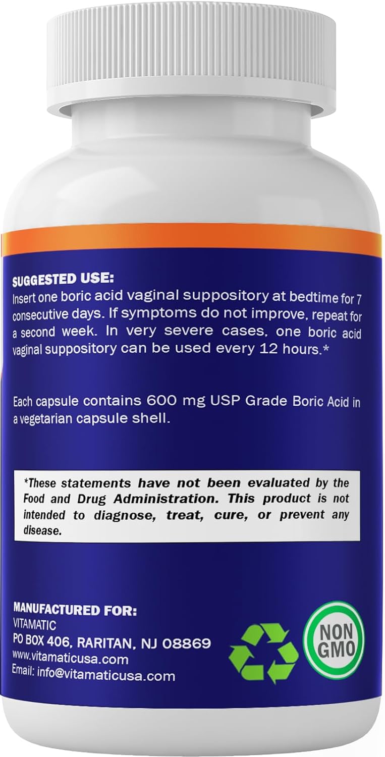 Vitamatic Supositorios vaginales de ácido bórico de 600 mg