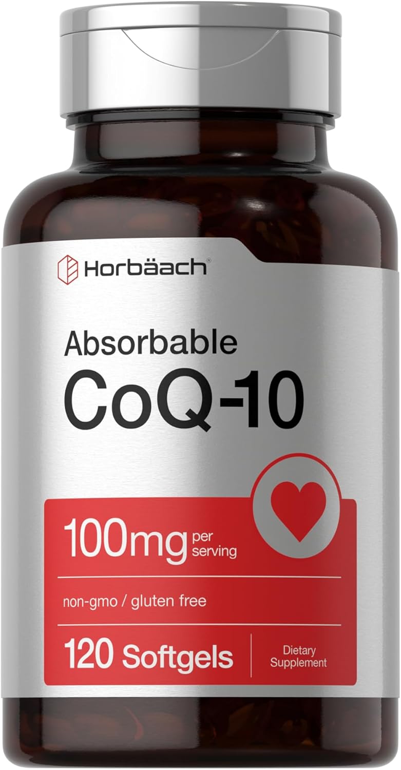 Suplemento CoQ10 100mg Horbäach, 120 cápsulas, Sin GMO
