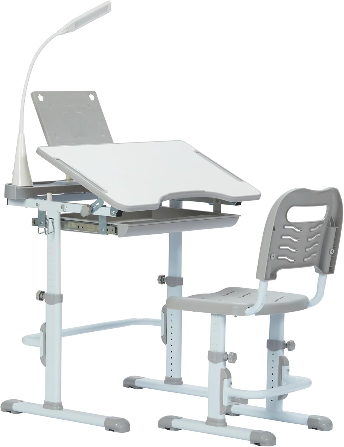 Escritorio y silla ajustables en altura para niños, modelo escolar
