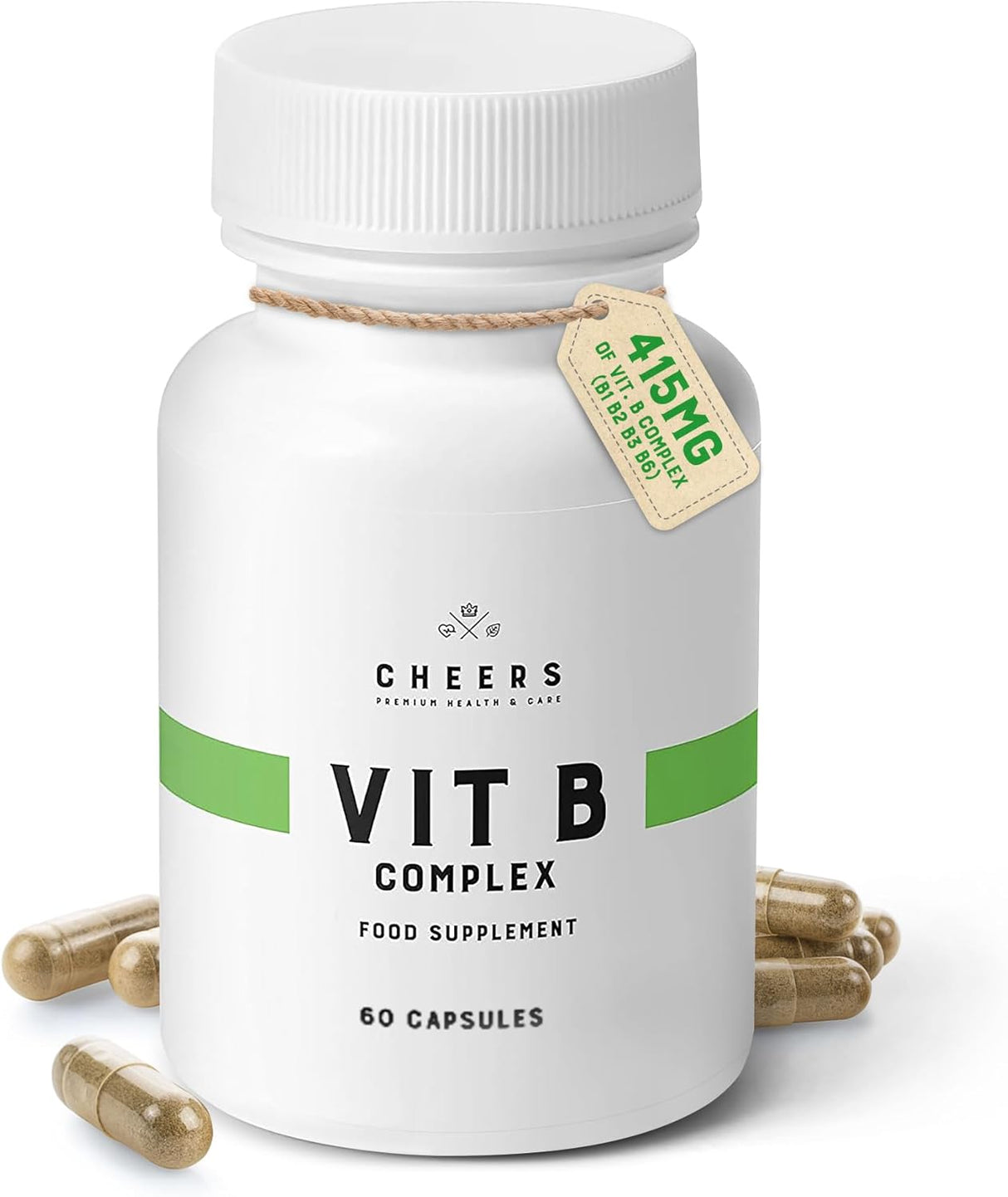 Cheers Complejo de Vitaminas B, 60 Cápsulas, Alta Absorción, Vegano