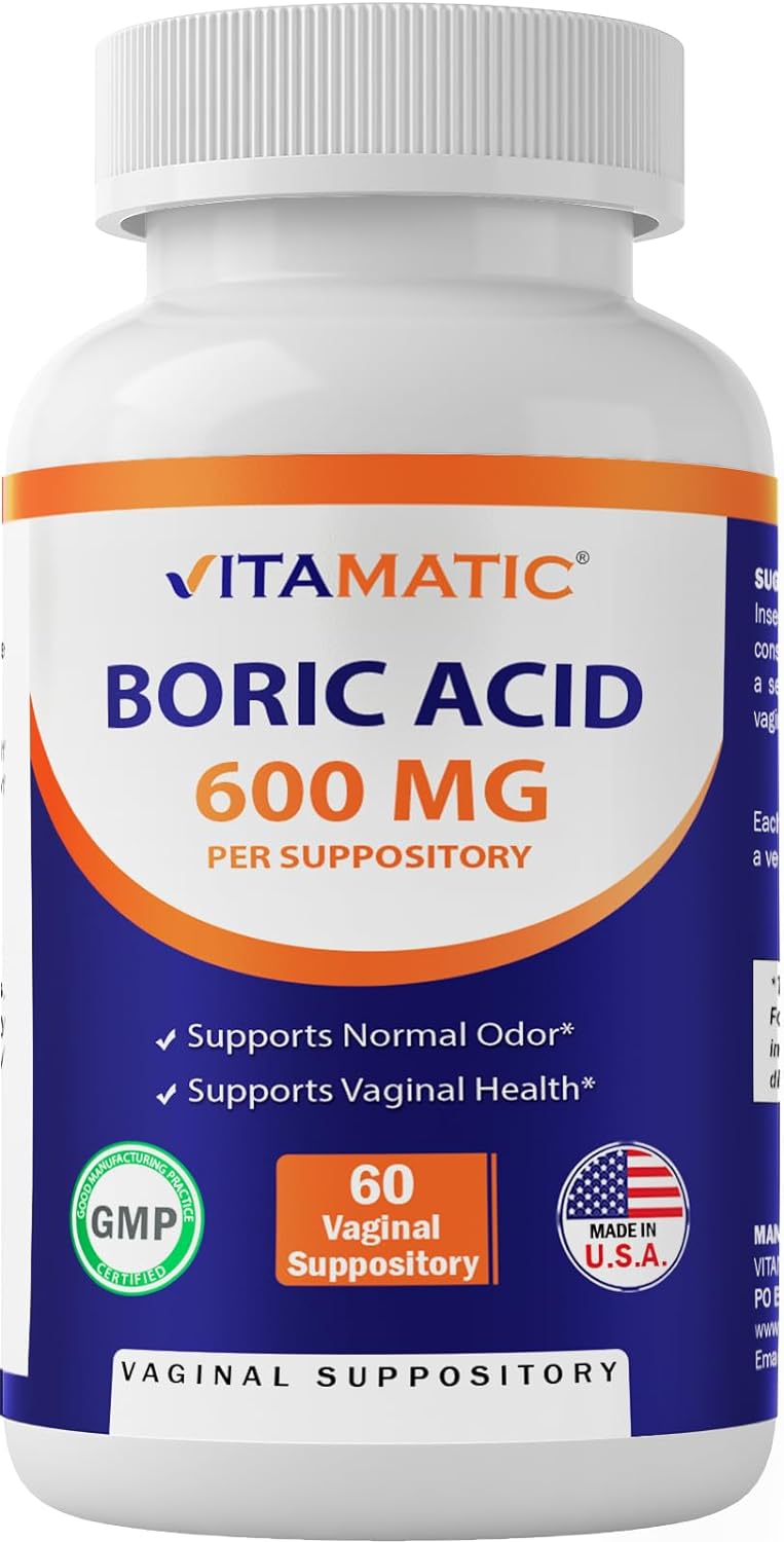 Vitamatic Supositorios vaginales de ácido bórico de 600 mg