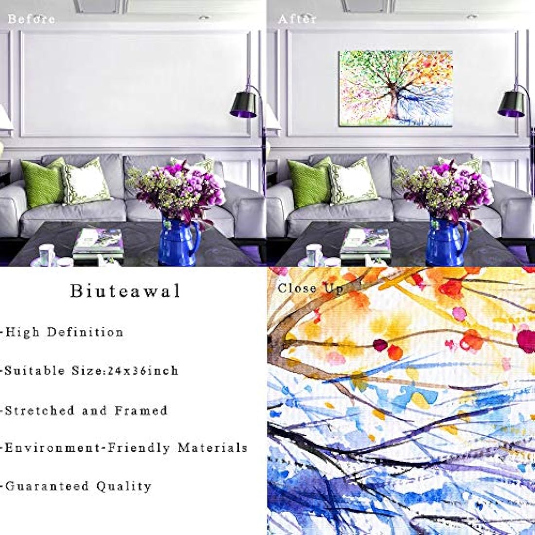 Pintura en lienzo con diseño de árbol de la vida