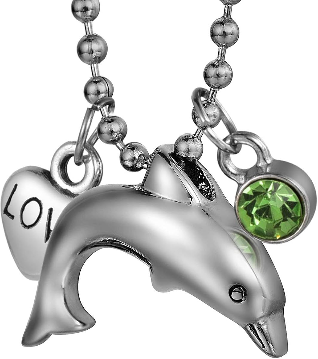 Collar de urna de delfín de acero inoxidable de recuerdo