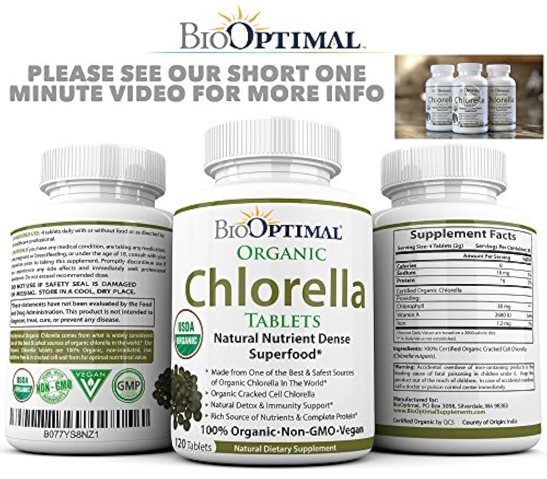 BioOptimal Chlorella, comprimidos orgánicos de clorella