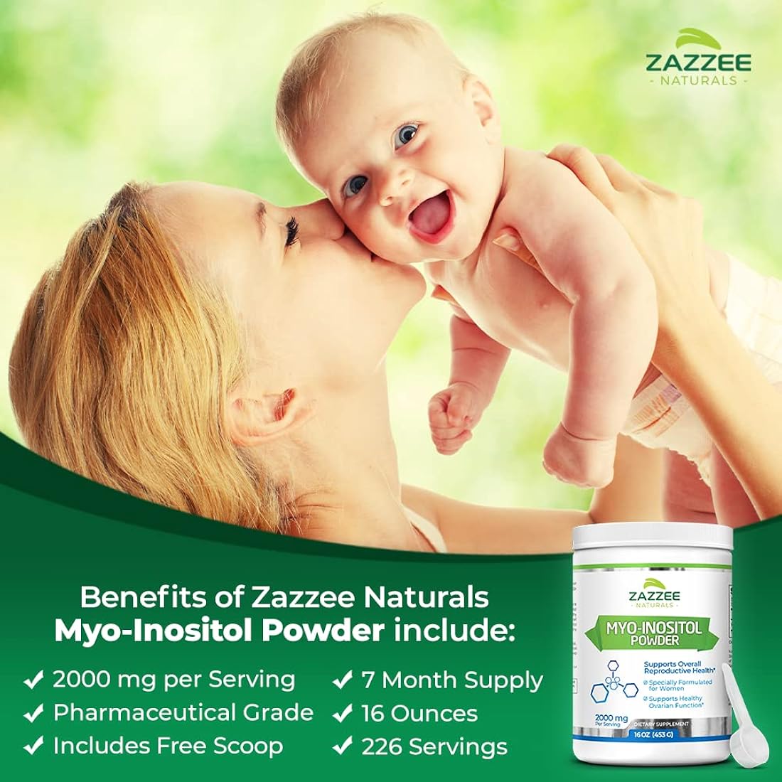 Suplemento Polvo de mio-inositol 16 onzas vegano 100% puro