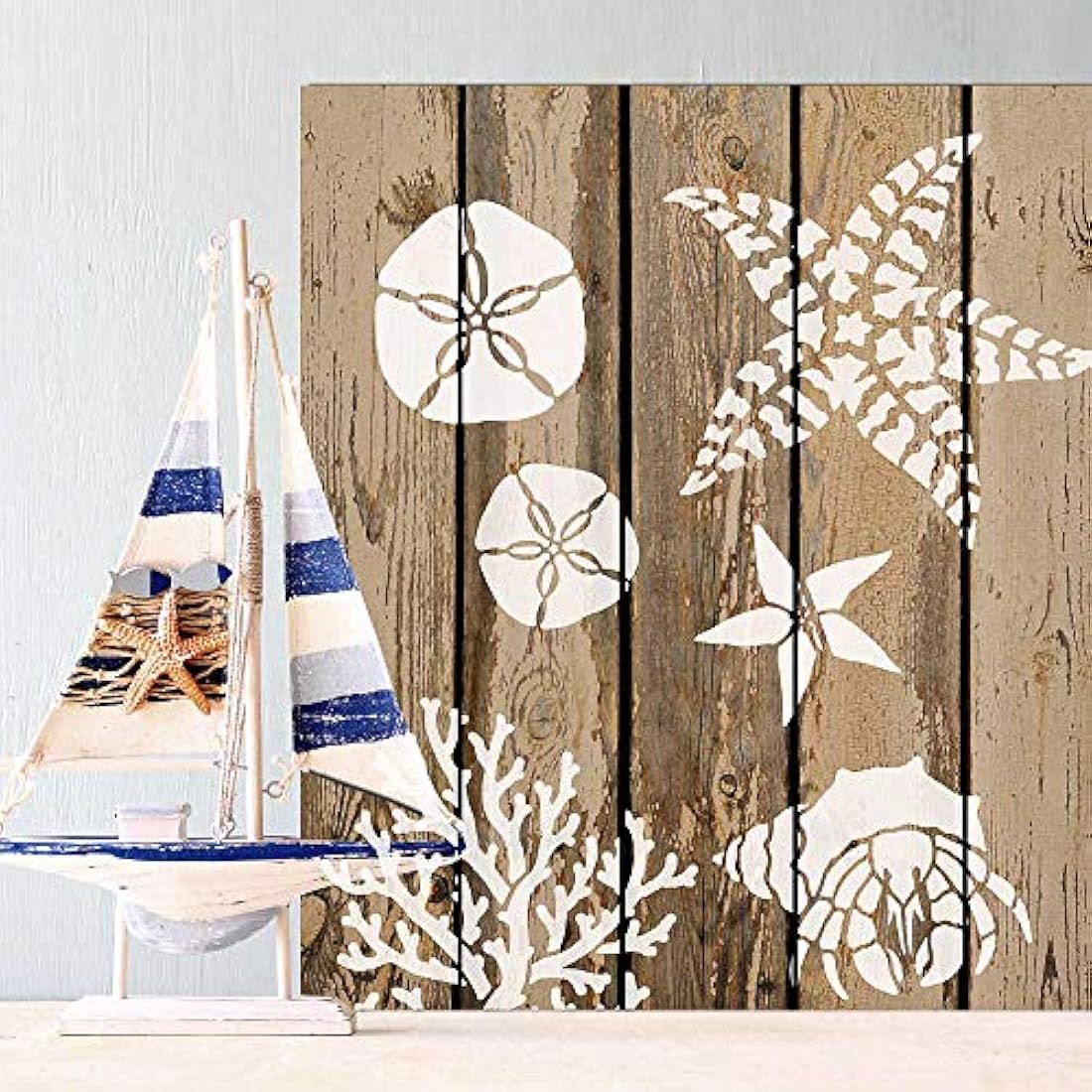 Plantilla de decoración de estrellas de mar de rayas