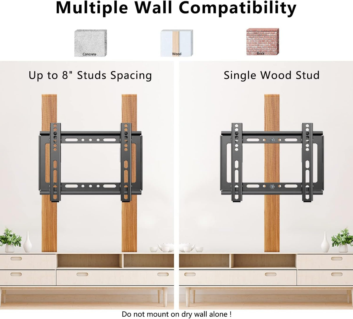 Soporte de TV Nuyoah, fijo y bajo perfil, VESA 200x200mm