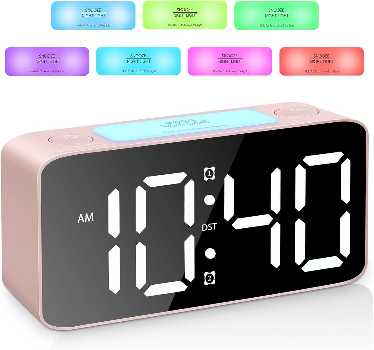 Reloj Despertador Digital con Luz Nocturna y Cargador USB