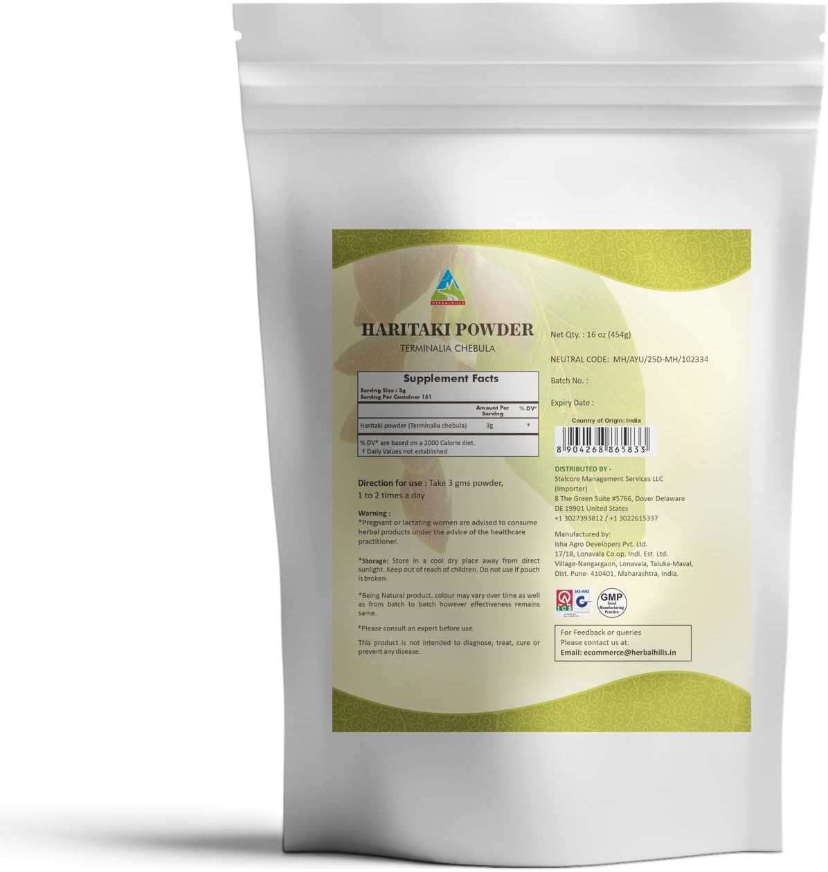 Suplemento Powder Terminalia Chebula Inknut Harde 1 libra