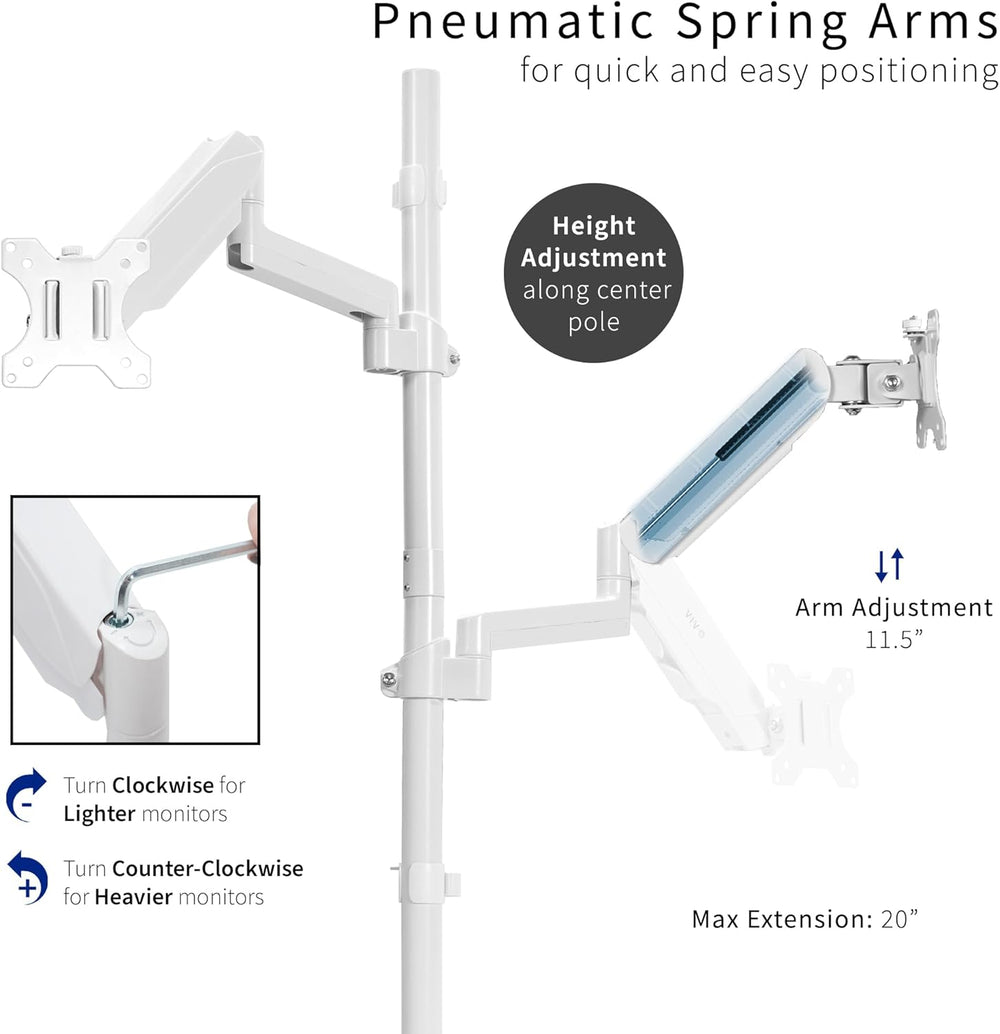 Soporte Doble para Monitores VIVO, Altura Ajustable, STAND-V012KW
