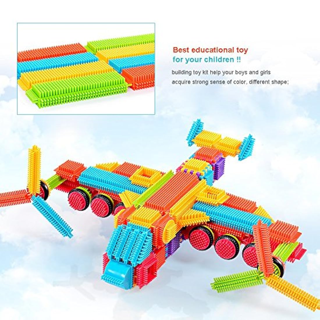 Juego de 100 bloques de construcción con forma de cerdas